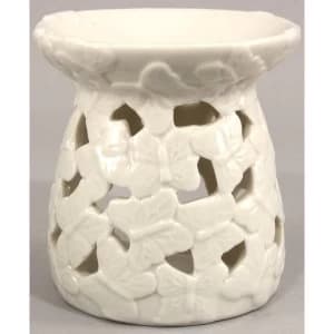 White Embossed Butterfly Oil Burner
