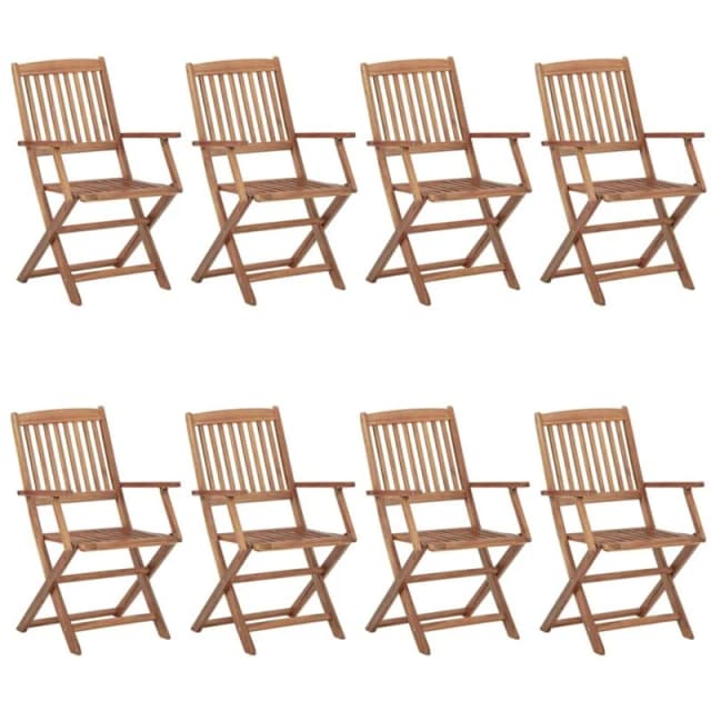 VIDAXL Folding Outdoor Chairs 8 pcs Solid Acacia Wood Vidaxl 8720286459195