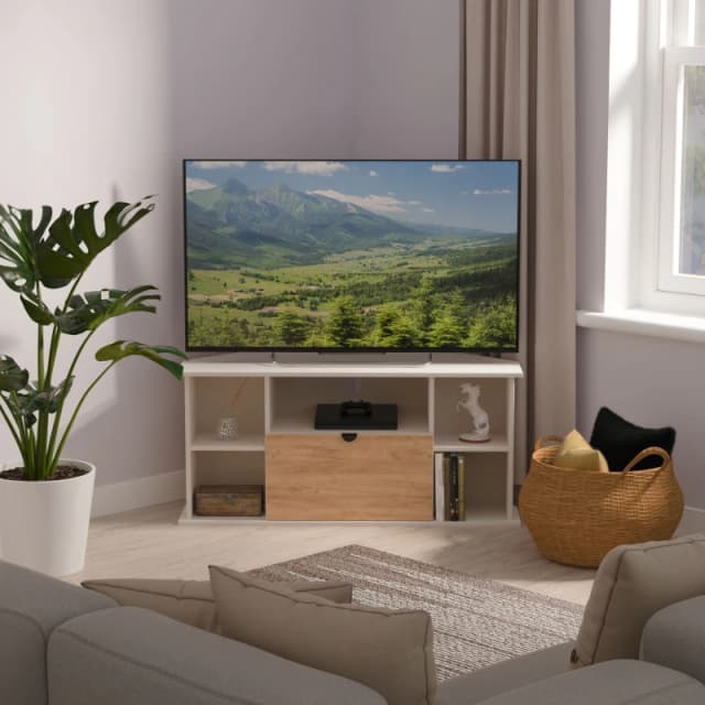 Ready Assembled 2 U Norway Corner TV Unit (Ready Assembled) in Beige Beige Unisex