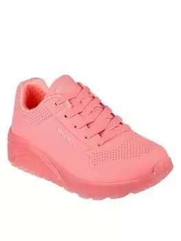 Skechers Girls Uno Ice Lace Up Trainer, Pink, Size 1 Older