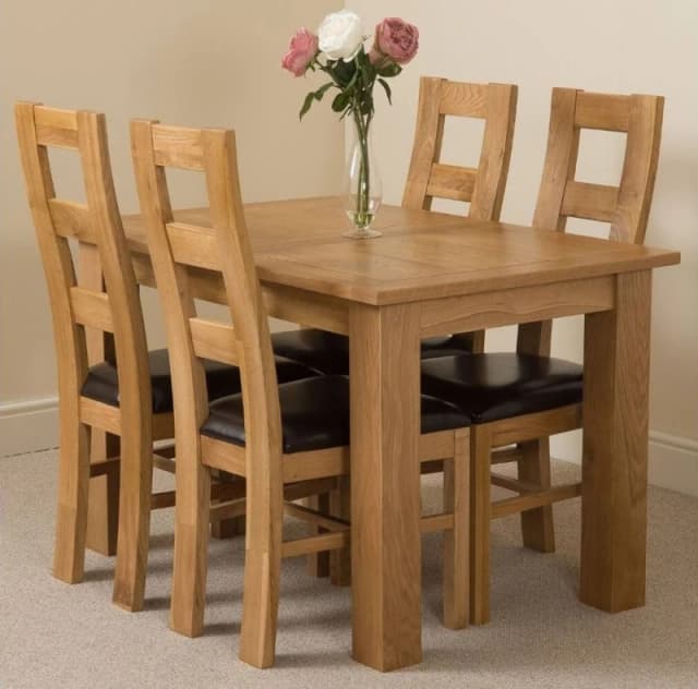 Thats Furniture Hampton 120-160cm Oak Extending Dining Table & 4 Yale Chairs in Brown Brown Unisex