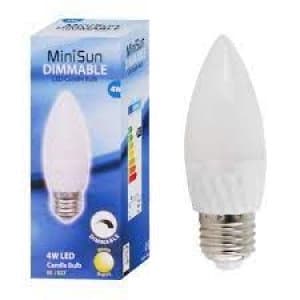 MiniSun Multipack of 4 X 4W Frosted Candle LED Bulbs in Warm White wi
