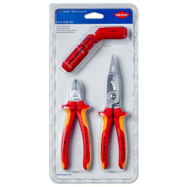 Knipex 3 Piece Electrical VDE Installations Tool Kit 00 31 30 BK V01