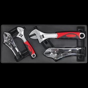 Sealey 4 Piece Locking Plier and Adjustable Spanner Set in Module Tray