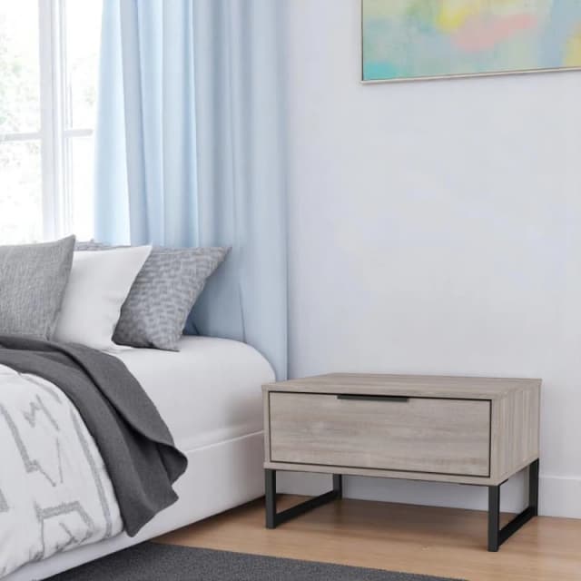 Ready Assembled 2 U Fuji 1 Drawer Wide Side Table (Ready Assembled) in Light Grey Light Grey Unisex