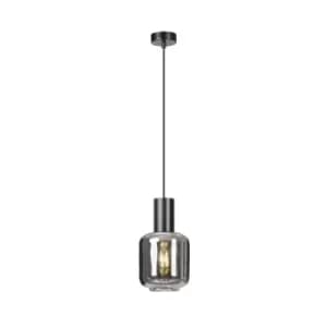 Ingvar Black Slim Pendant Ceiling Light with Graphite Glass Shades, 1x E14