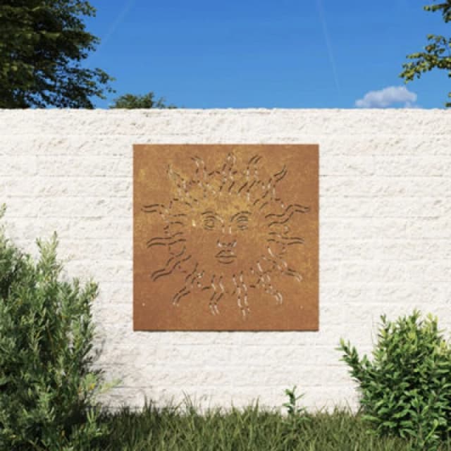 Vidaxl Garden Wall Decoration 55X55cm Corten Steel Sun Design