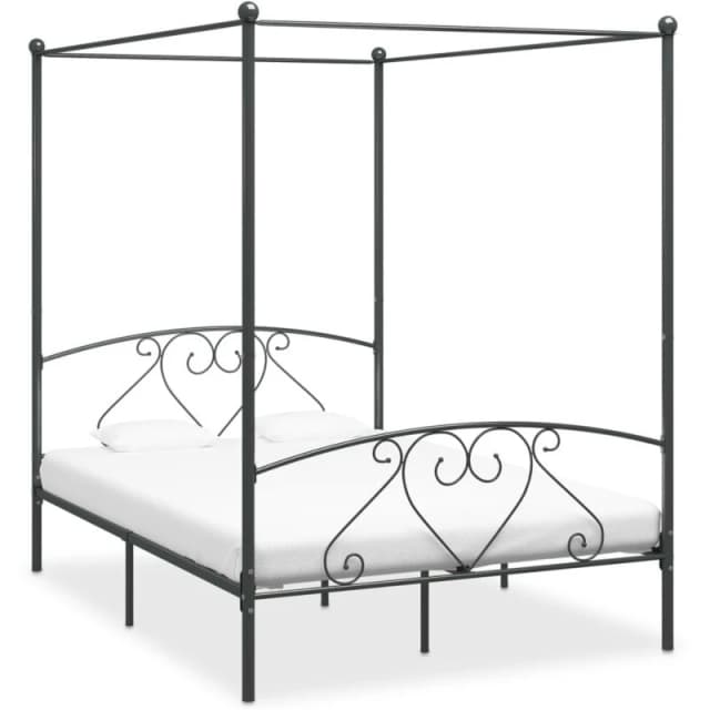 VIDAXL 284443 Canopy Bed Frame without Mattress Grey Metal 140x200cm Vidaxl 8719883783598
