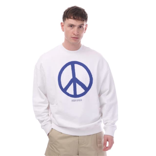 Marcelo Burlon County Peace Comfort Crewneck Sweatshirt - White blue White blue S