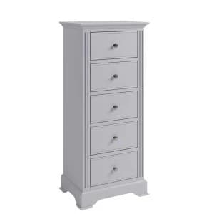 Bingley 5 Drawer Narrow Chest Of Drawers - Grey