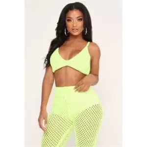 I Saw It First Neon Lime Knitted Triangle Bralet - Green