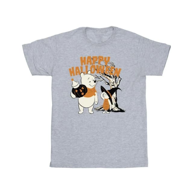 Disney Men Winnie The Pooh And Piglet Happy Halloween T-Shirt in Grey Size: Small Grey S Male 5063153038448