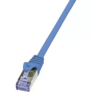 LogiLink CQ3026S RJ45 Network cable, patch cable CAT 6A S/FTP 0.50 m Blue Flame-retardant, incl. detent