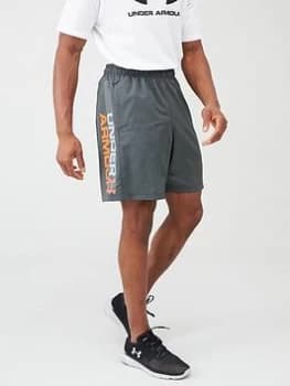 Urban Armor Gear Woven Graphic Wordmark Shorts - Grey/Orange, Grey/Orange Size M Men