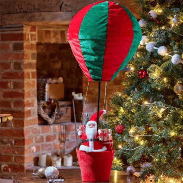 80cm Red and Green Santa's Hot Air Balloon Hanging Christmas Decoration