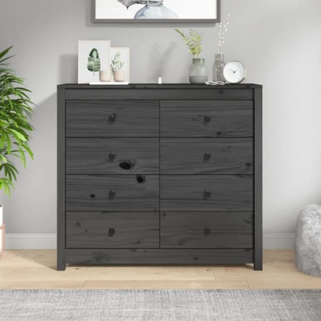 Vidaxl Side Cabinet Grey 100X40X90 Cm Solid Wood Pine, Grey 821771