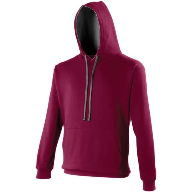 AWDis AWDis Men Varsity Hooded Sweatshirt Hoodie in Burgundy Size: X-Small Burgundy XS Male 5054171853366