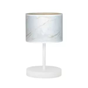 Broddi White Table Lamp with Round Shade with White Fabric Shades, 1x E27