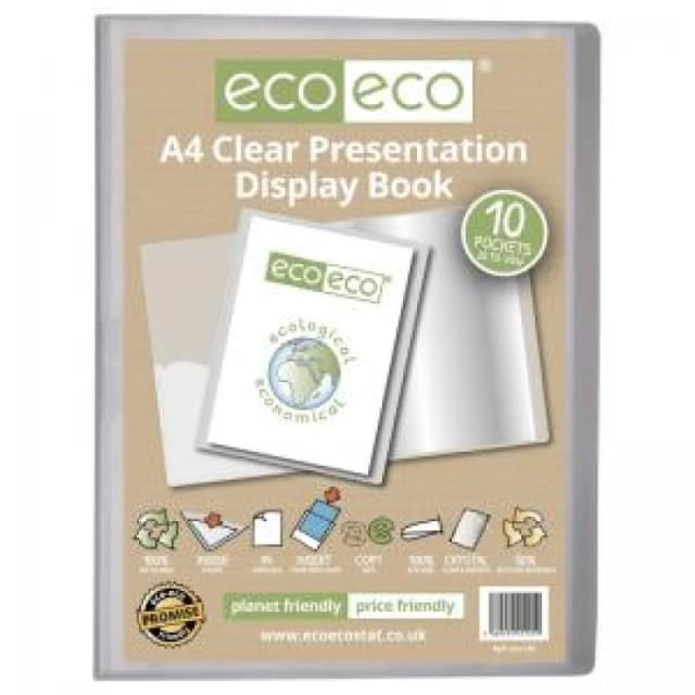Eco Eco 50% Recycled Presentation Display Book 10 Pockets A4 Clear eco125-S
