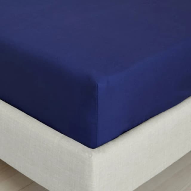 Bianca '200 Thread Count Cotton Percale' 32cm Depth Sheet Navy