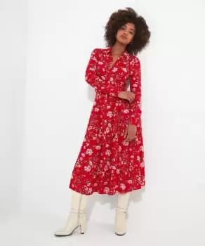 Vintage Floral Button Through Midi Dress