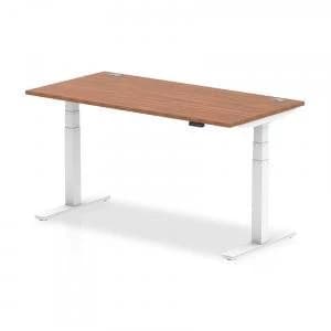 Trexus Sit Stand Desk With Cable Ports White Legs 1600x800mm Walnut