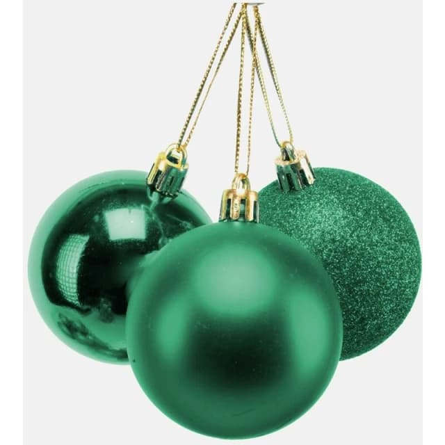 Shatchi 60mm/18Pcs Christmas Baubles Shatterproof Emerald Green,Tree Decorations Green