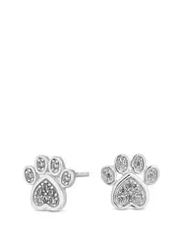 Simply Silver Sterling Silver 925 With Cubic Zirconia Paw Print Stud Earrings