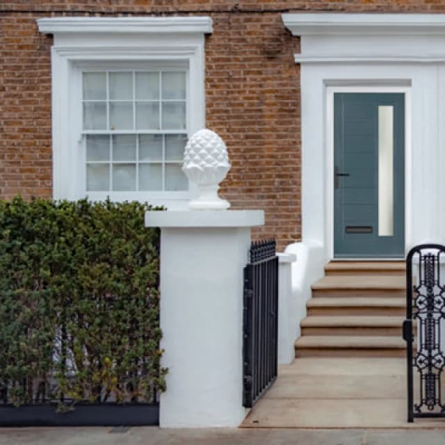 Lacerta Composite Door Monza 7015 Grey 890mm X 2090mm Open In Right Hand Obs Glass 10 Year Guarantee - Free Delivery & Smart Lock