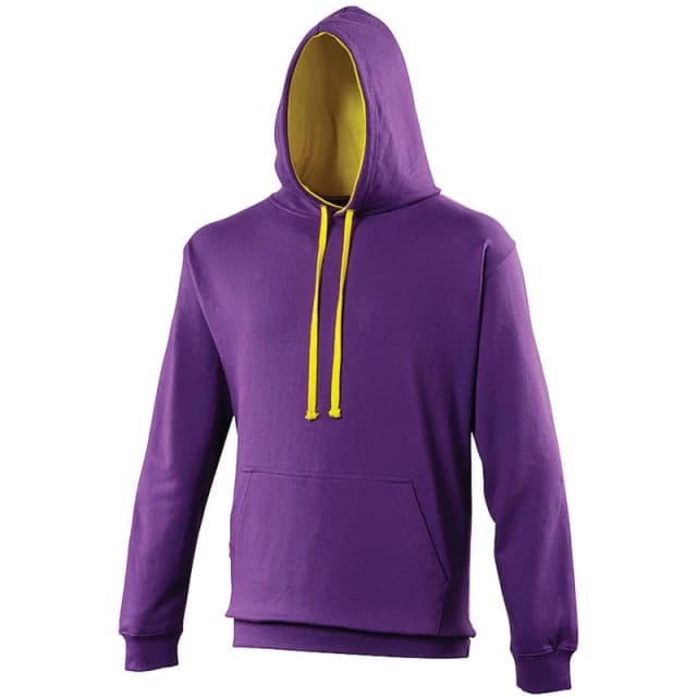 AWDis AWDis Men Varsity Hooded Sweatshirt Hoodie in Purple Size: X-Small Purple XS Male 5054171853687
