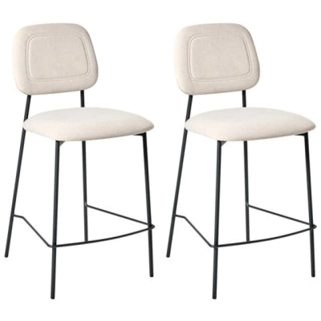 Beliani Set Of 2 Bar Chairs Duette Velvet Light Beige