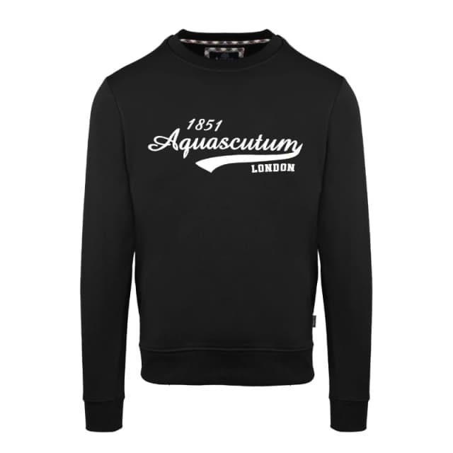 Aquascutum Mens Roundnk Sweat Crew Sweatshirt Crew Sweaters Small Black 52347203350