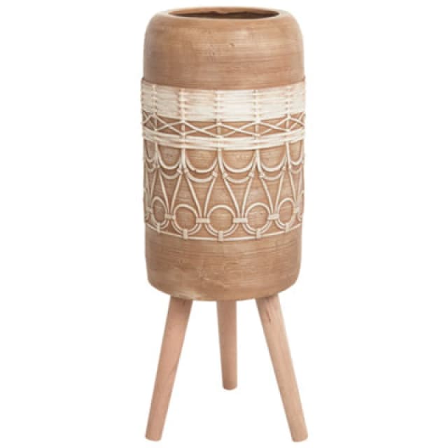 Beliani Elevated Plant Pot Dryopteris 29cm Light Brown