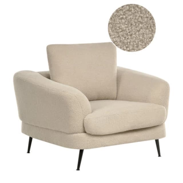Beliani Fabric Armchair Light Beige Boucle Kjaer