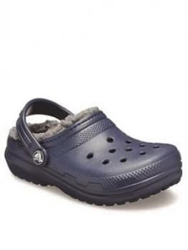 Crocs Boys Classic Lined Clog - Navy, Size 13 Younger