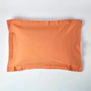 Burnt Orange Linen Oxford Pillowcase, King - Orange - Homescapes