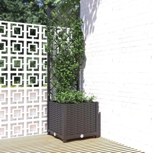 VIDAXL Garden Planter with Trellis Black 40x40x136cm pp Vidaxl 8720286876176