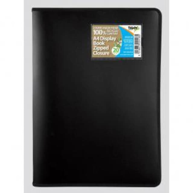 Tiger Zipped Display Book 20 Pocket A4 Black - 302418 56783TG EXR56783TG