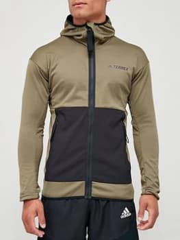 adidas Terrex Nylon Fleece Hoodie - Khaki/Black, Khaki/Black Size M Men