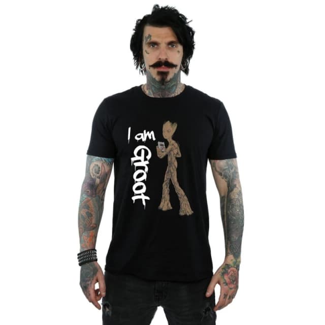 Marvel Marvel Men Avengers Infinity War Graffiti Groot T-Shirt in Black Size: Small Black S Male 5057864355048