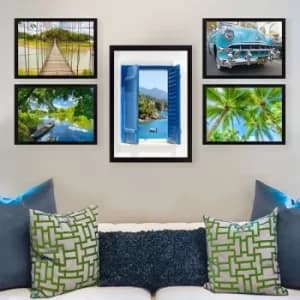 SET_110 Multicolor Decorative Framed Painting (5 Pieces)