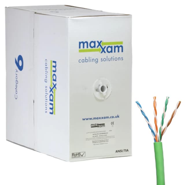 Cablenet Cat6 Green U/UTP LSOH 23AWG Solid CPR Dca Cable 305m Reelex B