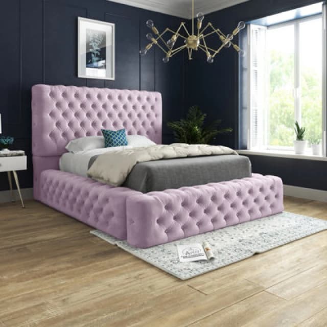 Ds Living Cambridge Upholstered Soft Touch Pink Velvet Bed Frame 3ft