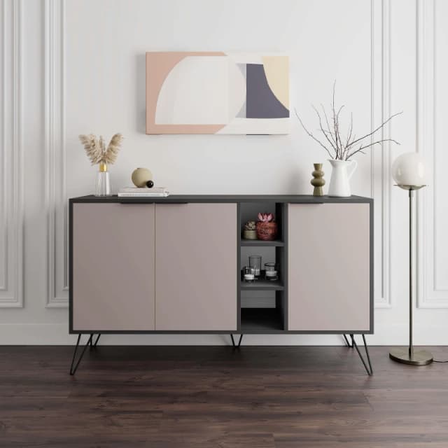 DECORTIE Decortie - Clara Console Sideboard Display Unit - Anthracite Grey / Mocha Grey - Mocha Grey M.K.20985.4