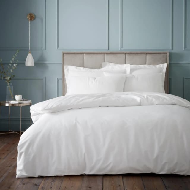 BIANCA Bianca Plain Dye 100% Egyptian Cotton 180 Thread Count Duvet Cover and Pillowcase Set, White, King BD/57496/R/KQS/WH