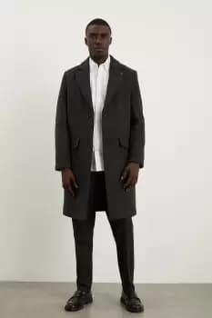 Mens Single Breasted Wool Blend Coat