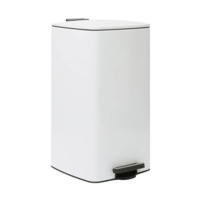 Harbour Housewares Square Stainless Steel Kitchen Pedal Bin - 30L - White