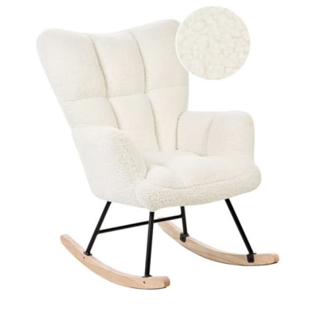 Beliani Rocking Chair Oulu Boucle White