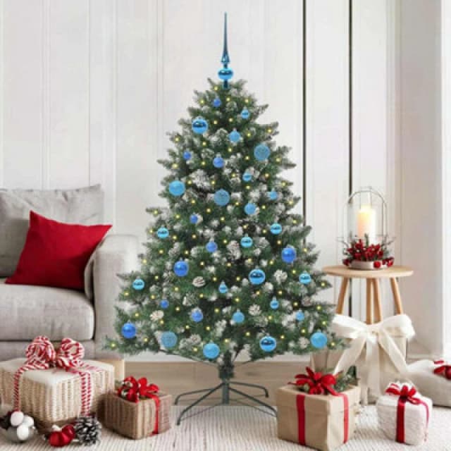 vidaXL Artificial Christmas Tree with Stand, Blue Balls Green 105 x 105 x 150 cm, Green 3395228