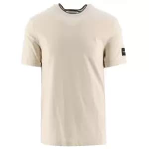 Calvin Klein Stony Beige Cotton Turn-Up Sleeve T-Shirt